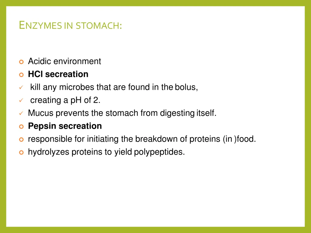 e nzymes in stomach