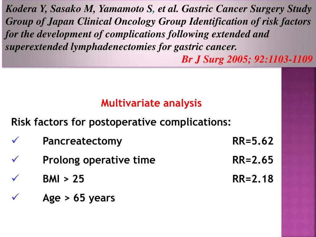 kodera y sasako m yamamoto s et al gastric cancer