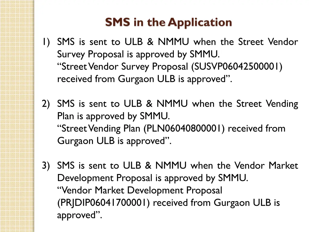 sms in the application