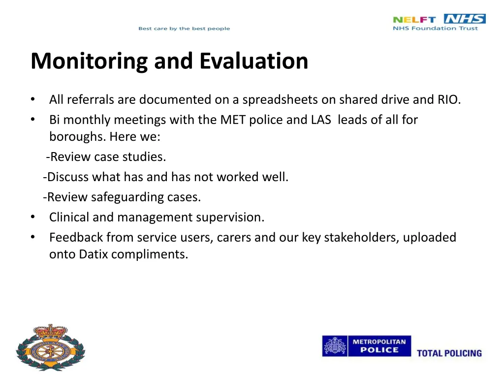 monitoring and evaluation