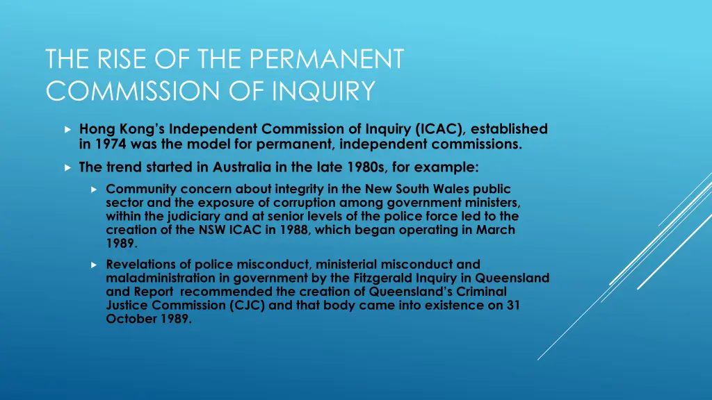 the rise of the permanent commission of inquiry