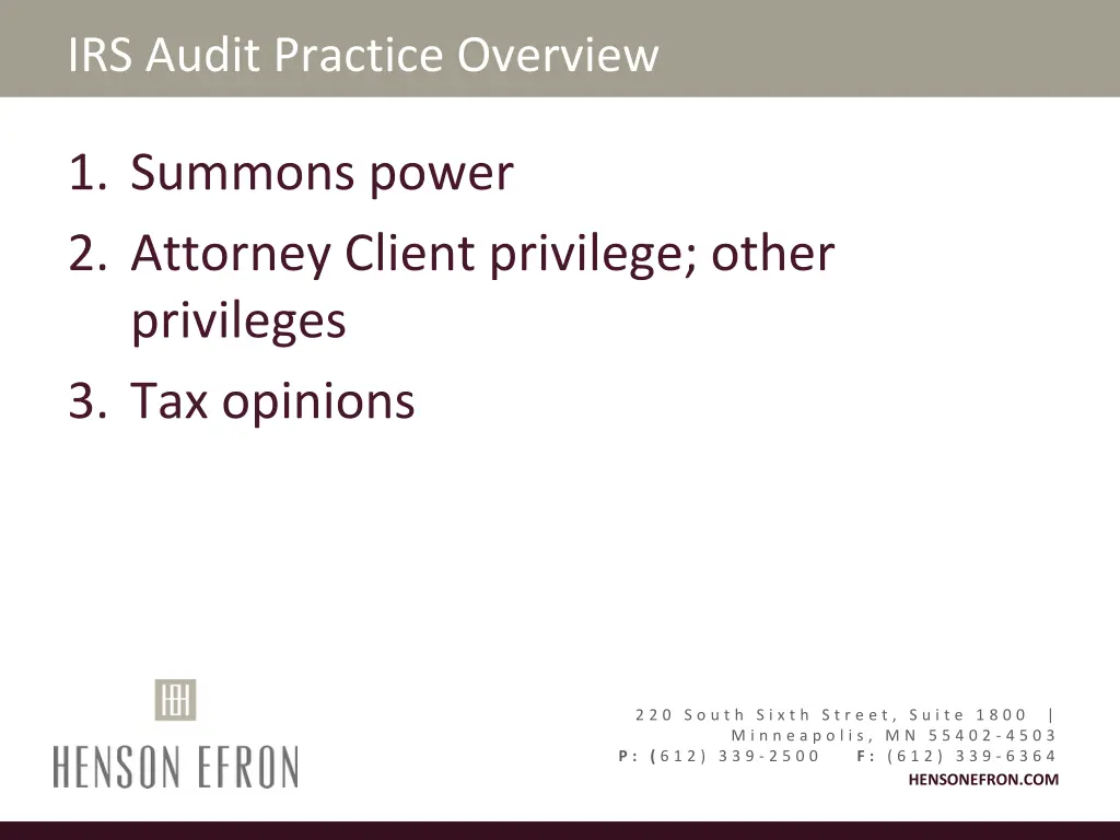 irs audit practice overview