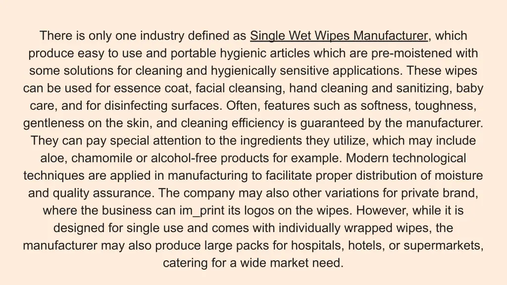 there is only one industry defined as single