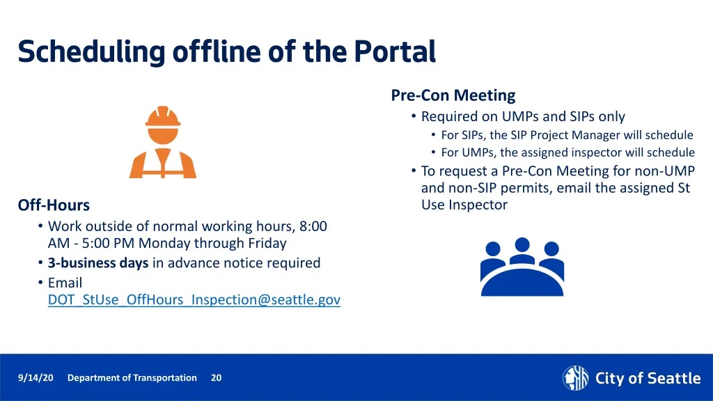 scheduling offline of the portal