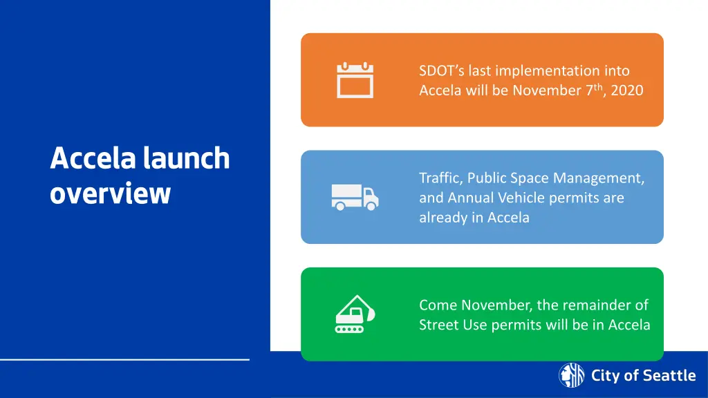 sdot s last implementation into accela will