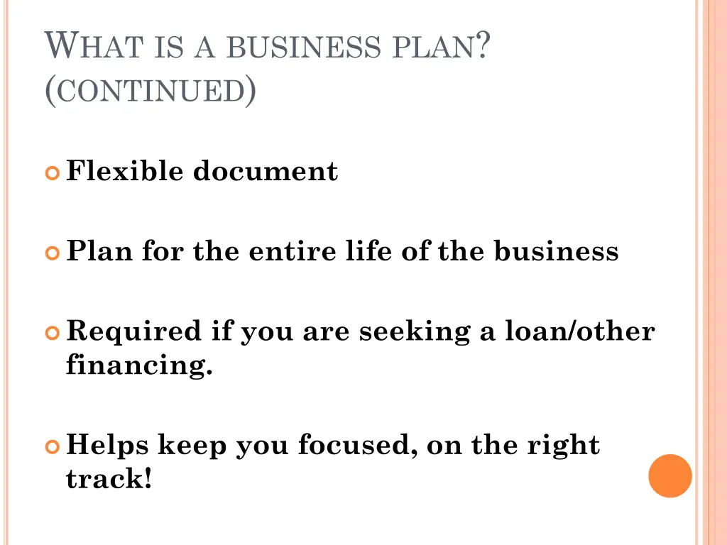 w hat is a business plan continued