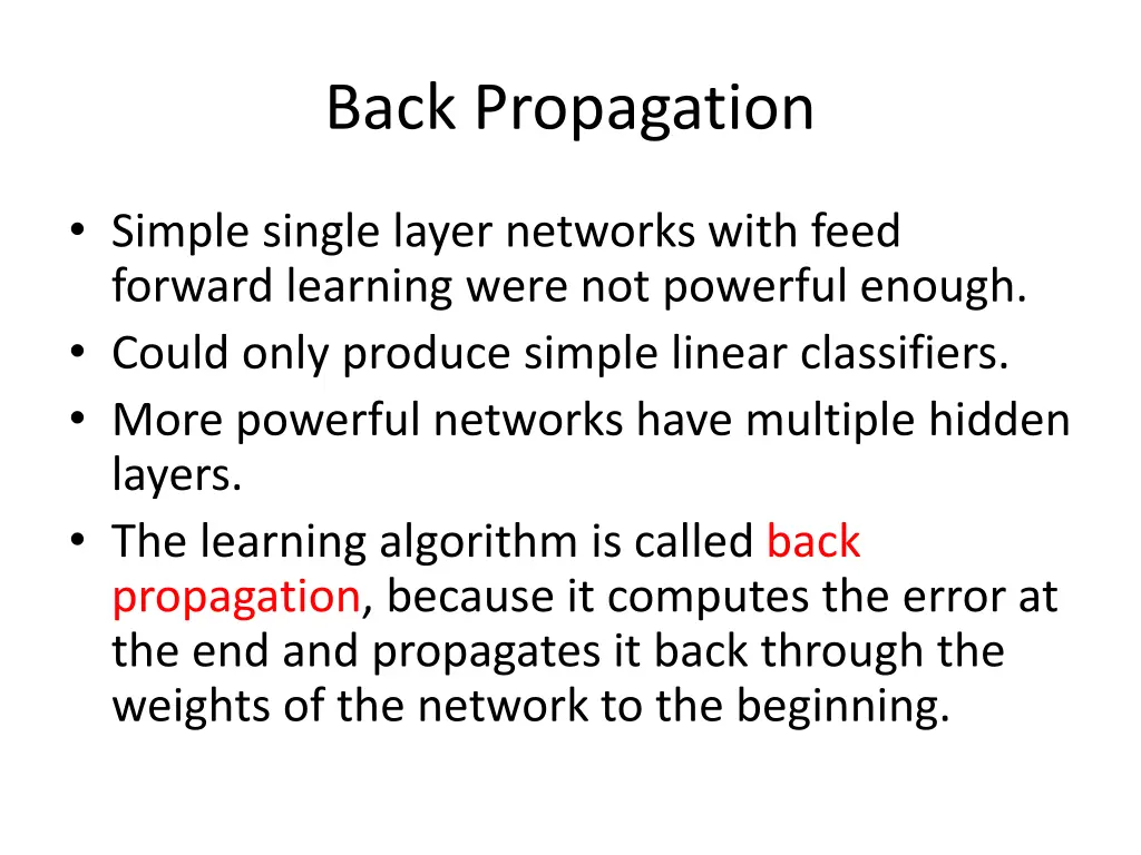 back propagation