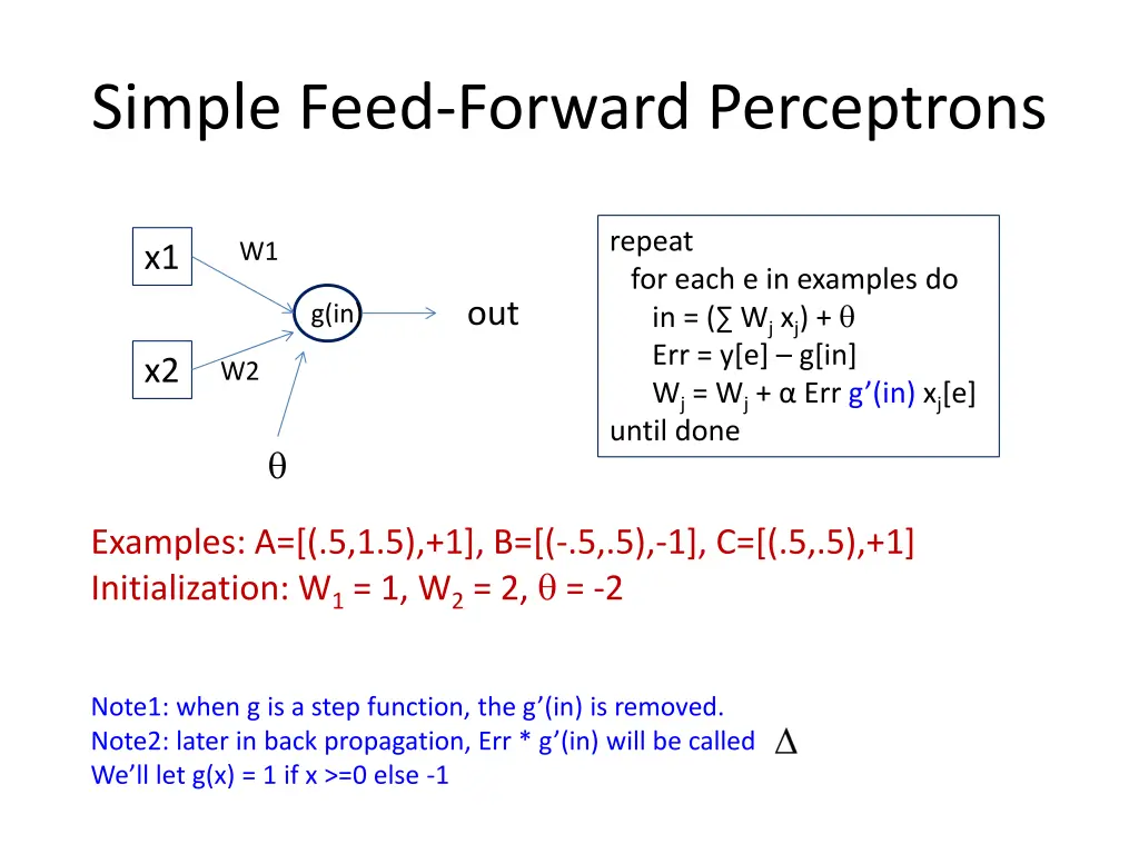 simple feed forward perceptrons 1