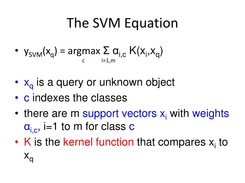 the svm equation