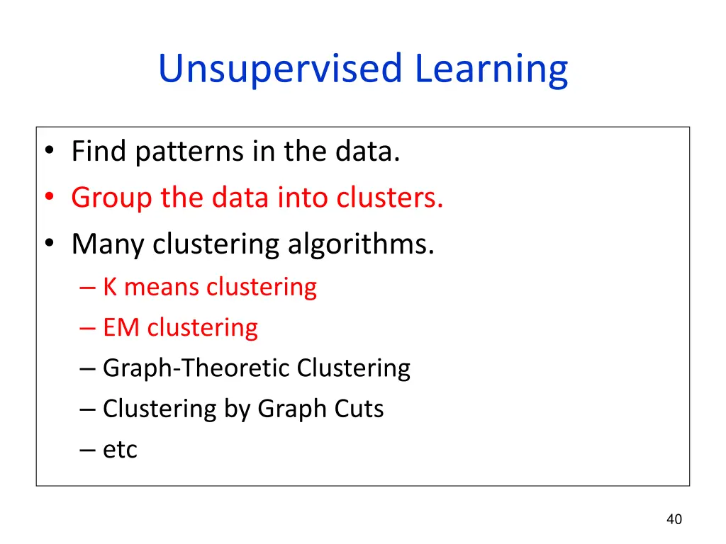 unsupervised learning