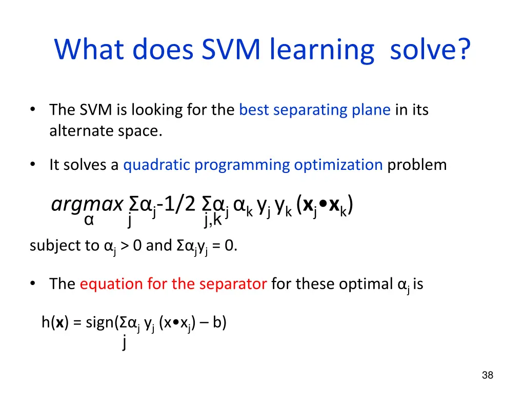 what does svm learning solve