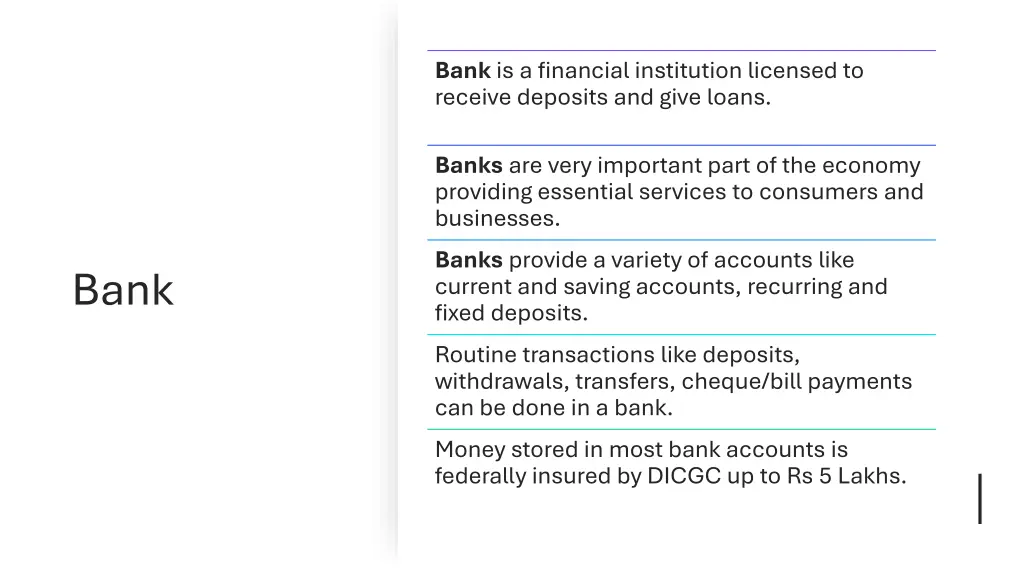 bank is a financial institution licensed