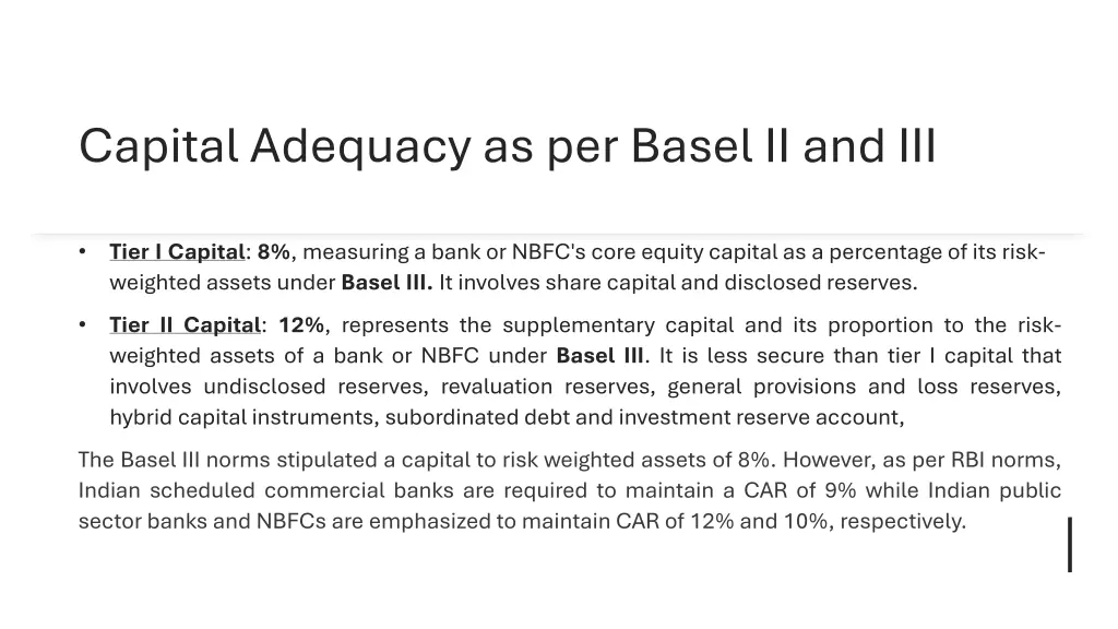 capital adequacy as per basel ii and iii