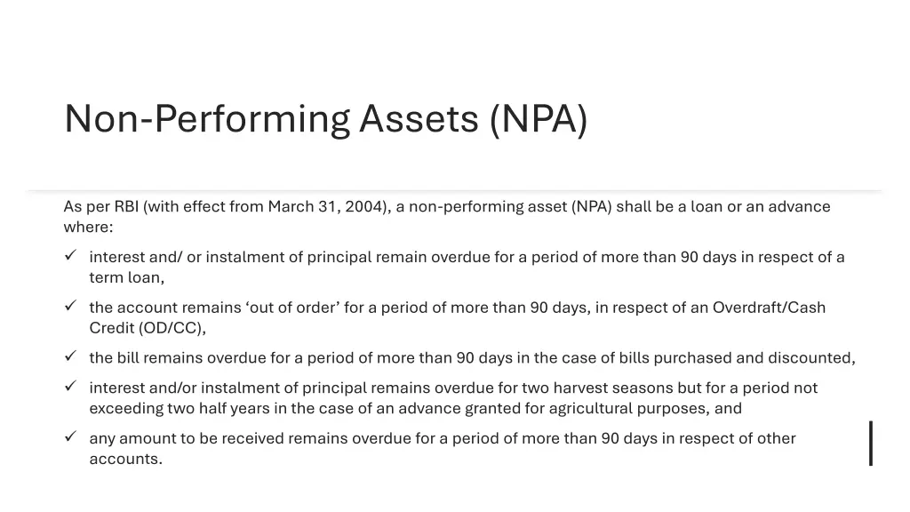 non performing assets npa