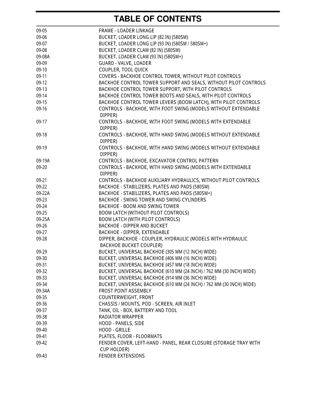 table of contents 5