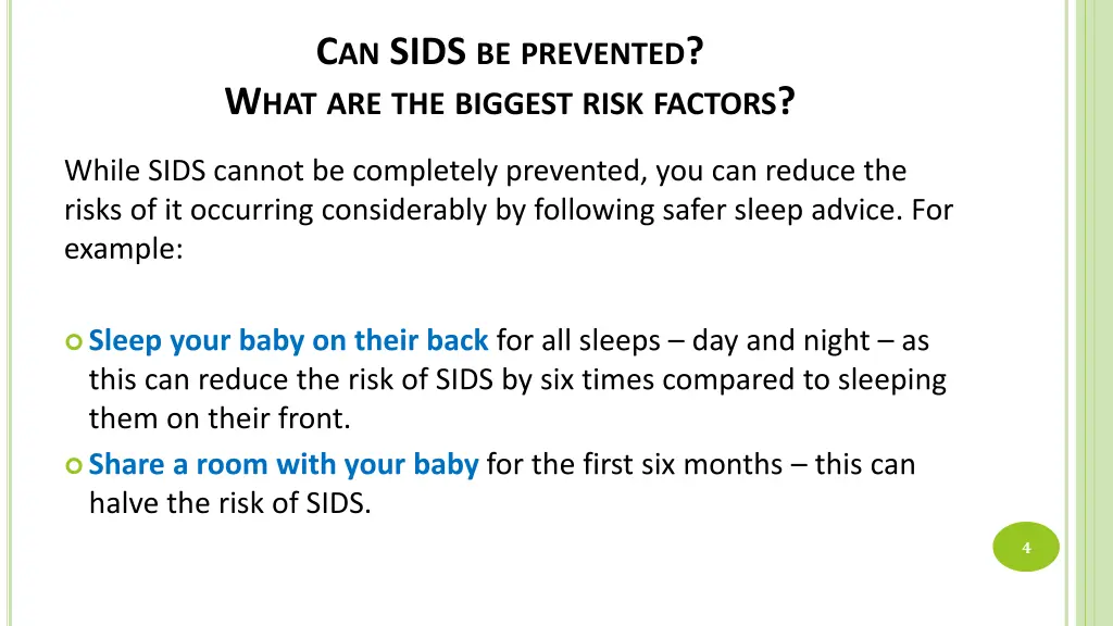 c an sids be prevented w hat are the biggest risk