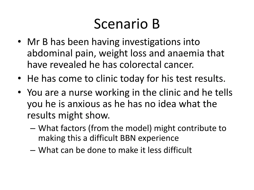 scenario b