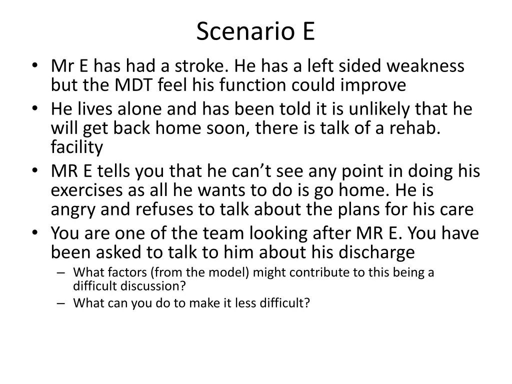 scenario e