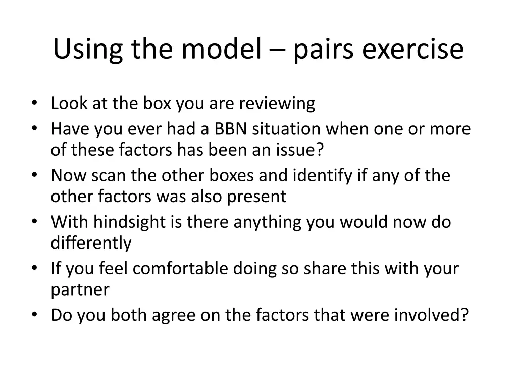 using the model pairs exercise