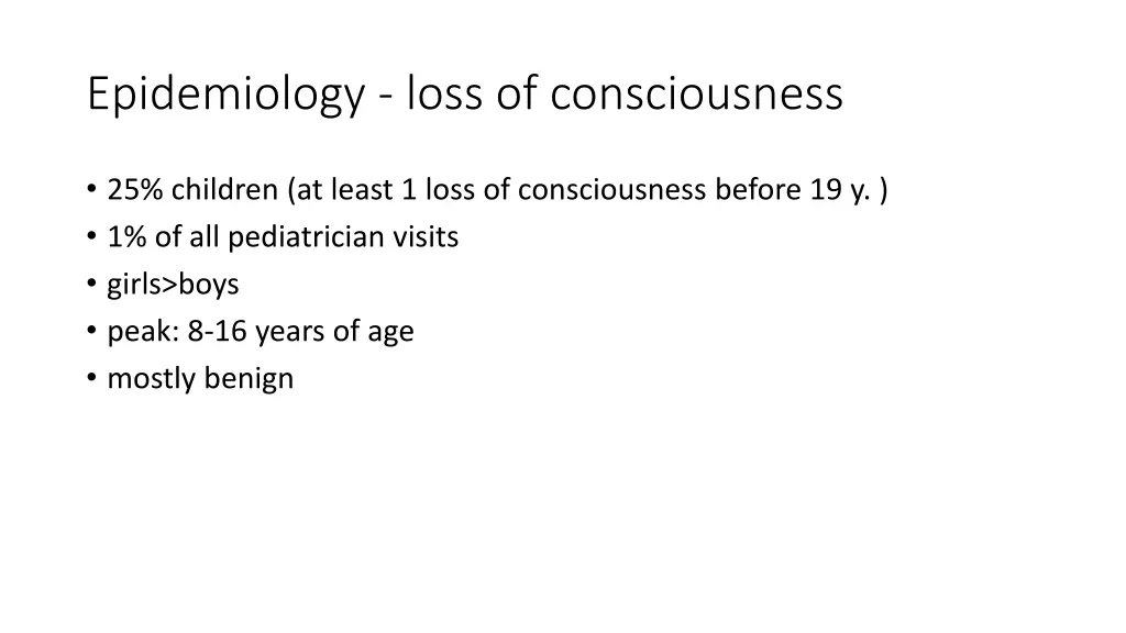 epidemiology loss of consciousness