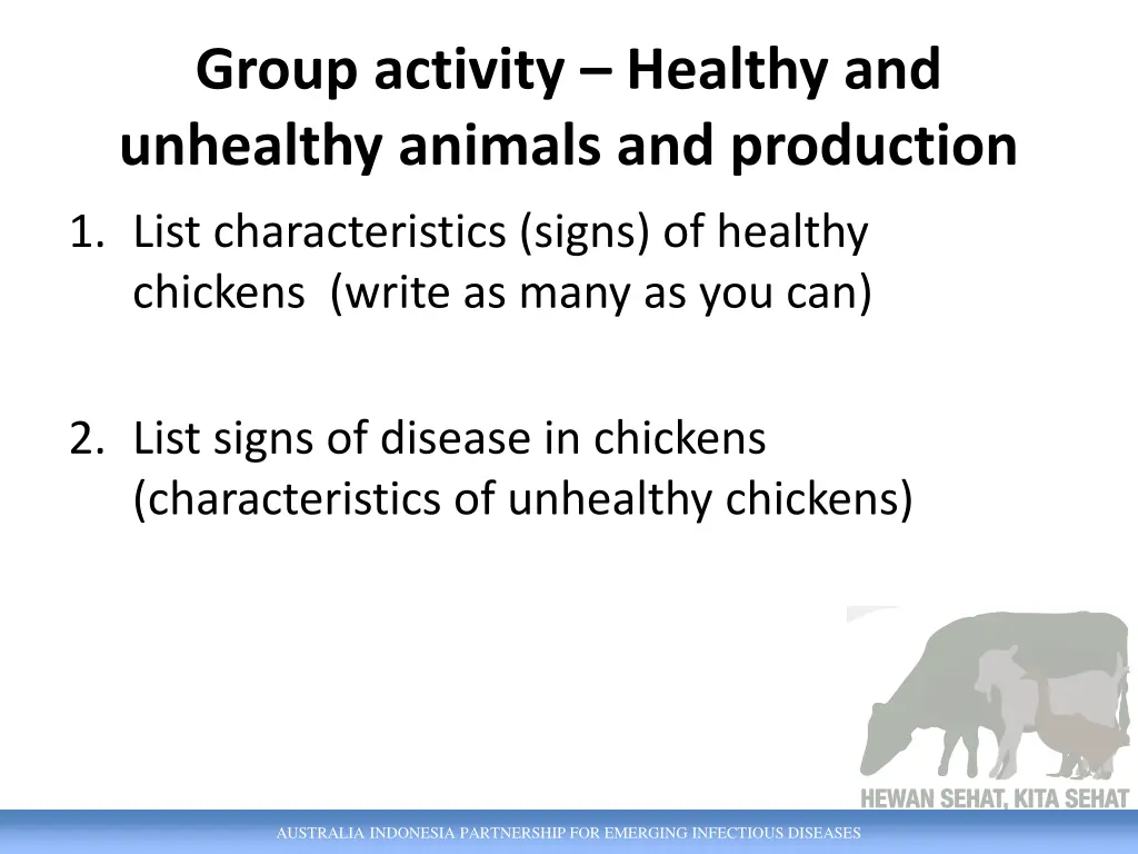 group activity healthy and unhealthy animals