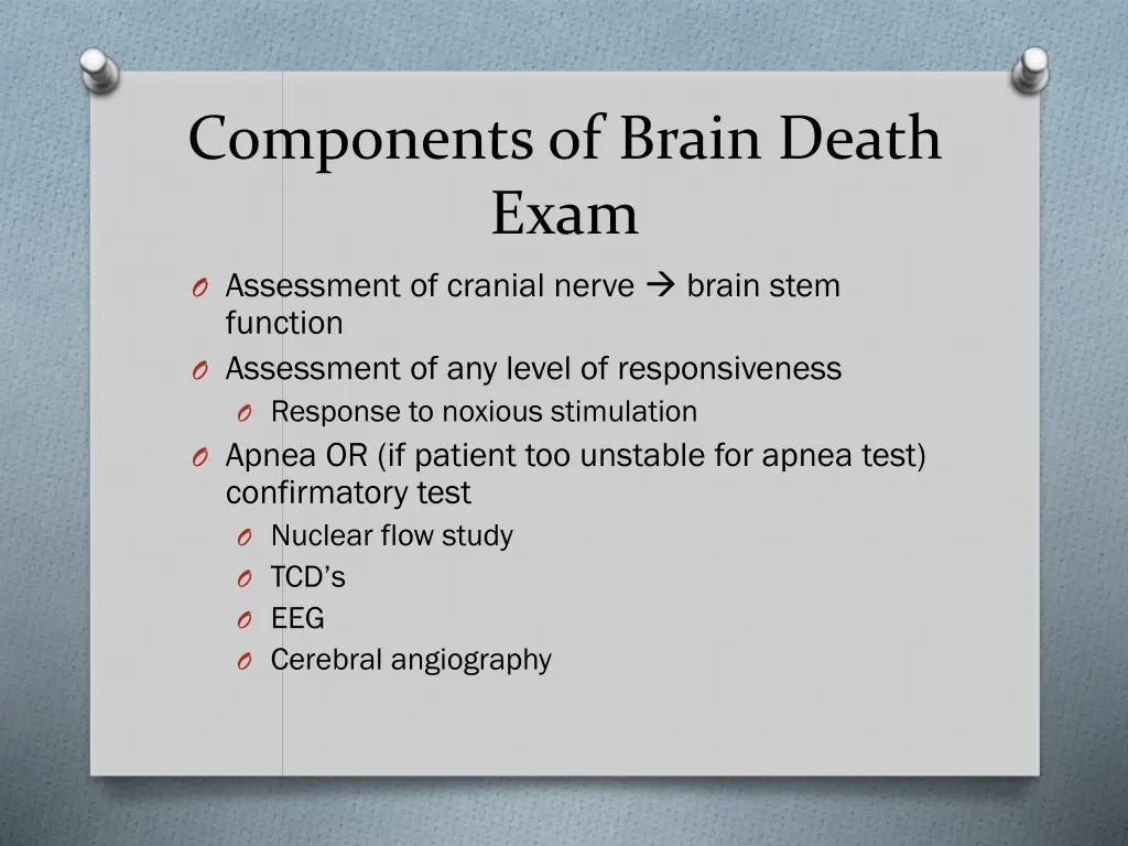 components of brain death exam