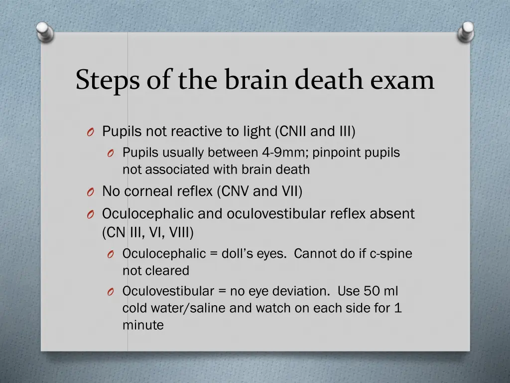 steps of the brain death exam