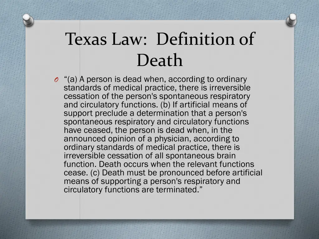 texas law definition of death o a a person