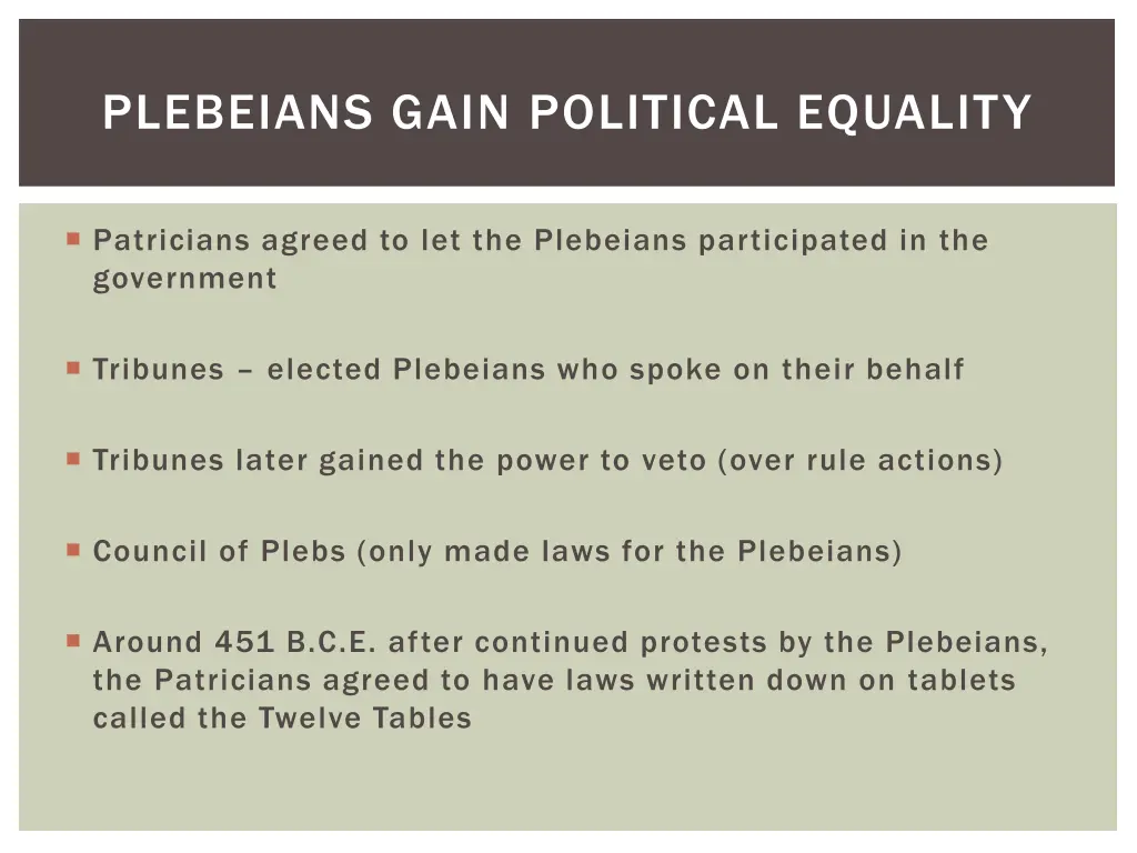 plebeians gain political equality