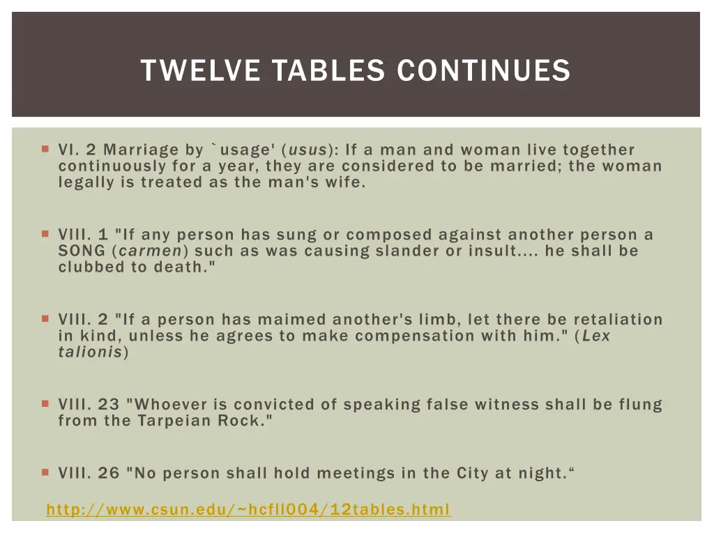 twelve tables continues