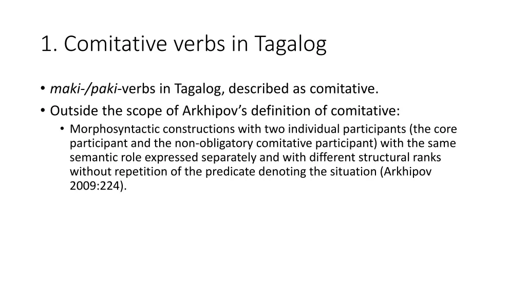 1 comitative verbs in tagalog