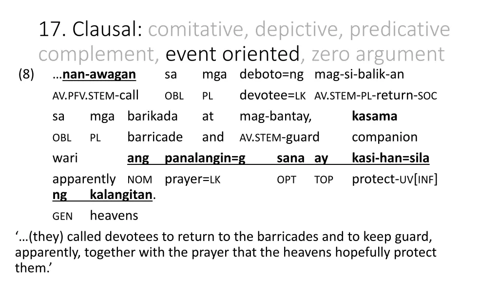 17 clausal comitative depictive predicative