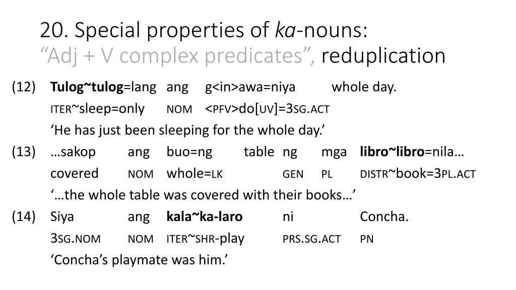 20 special properties of ka nouns adj v complex