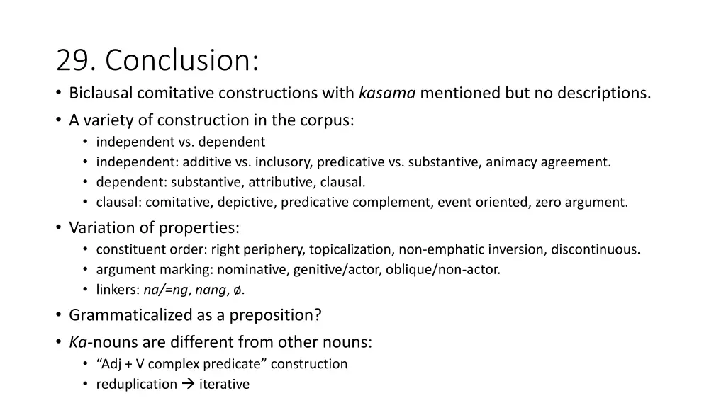 29 conclusion biclausal comitative constructions