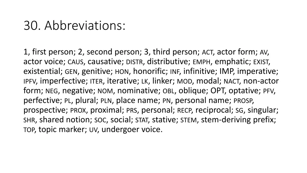 30 abbreviations