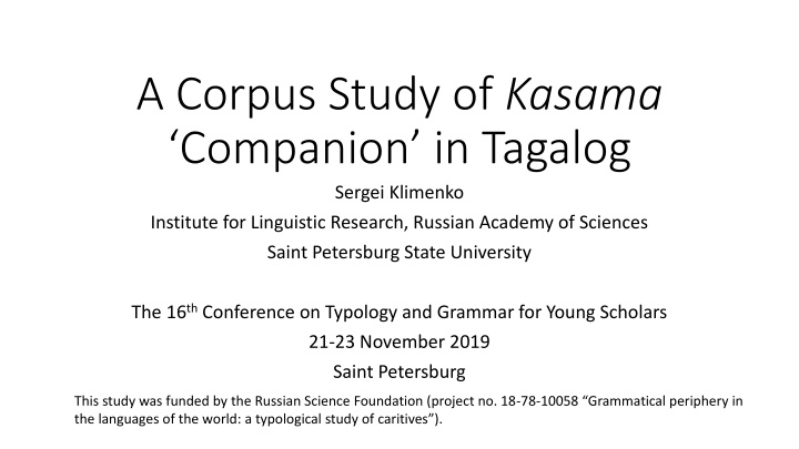 a corpus study of kasama companion in tagalog