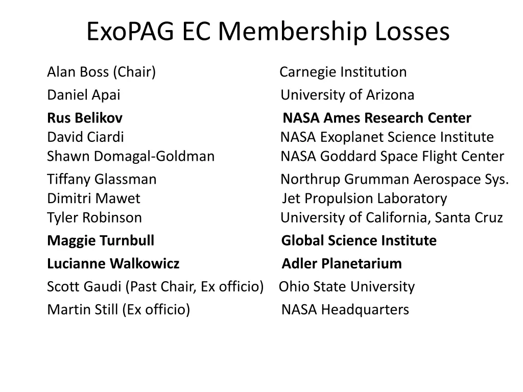 exopag ec membership losses