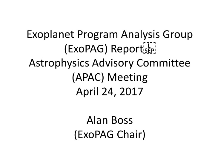 exoplanet program analysis group exopag report