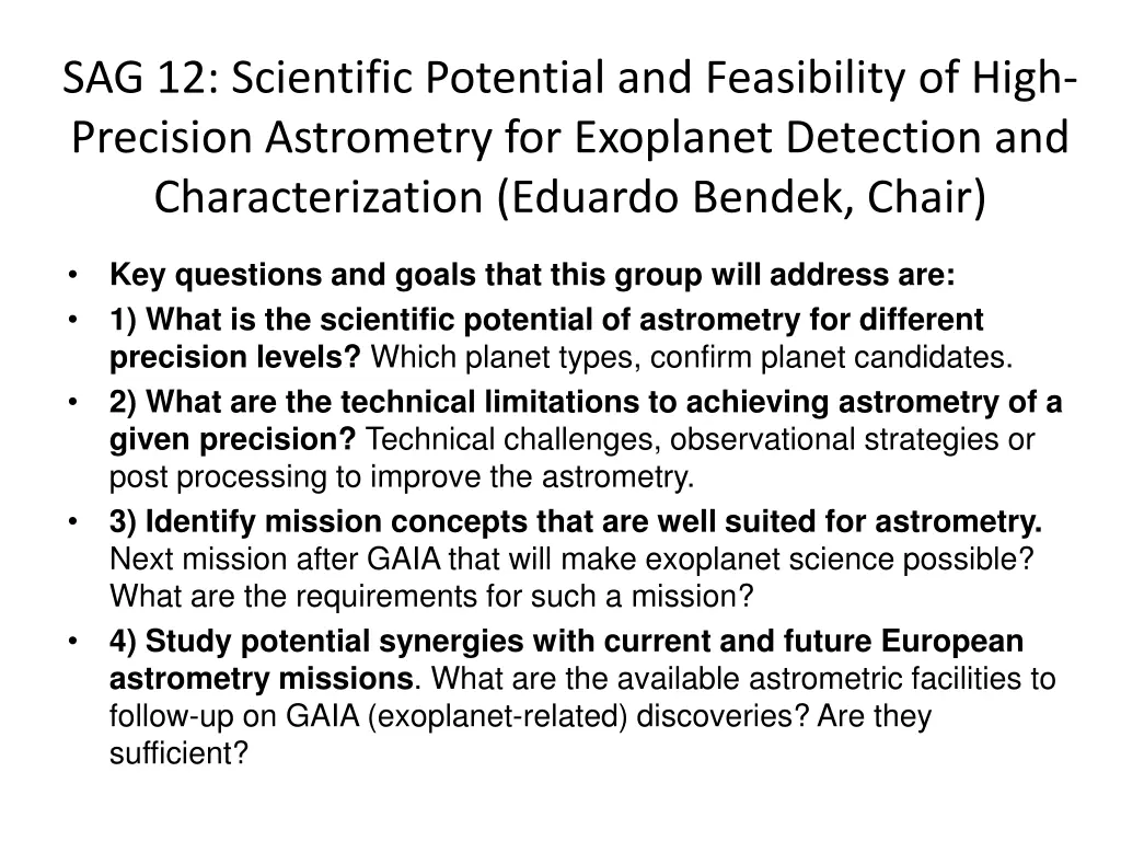 sag 12 scientific potential and feasibility