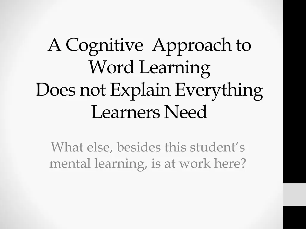 a cognitive approach to word learning does