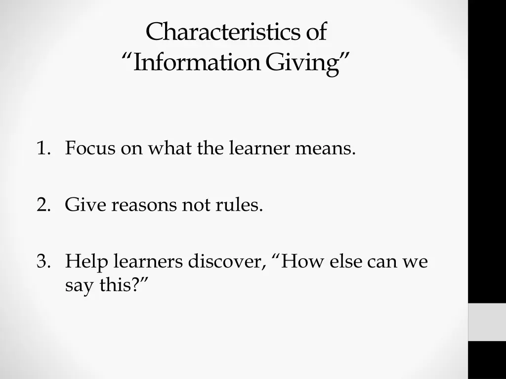 characteristics of information giving