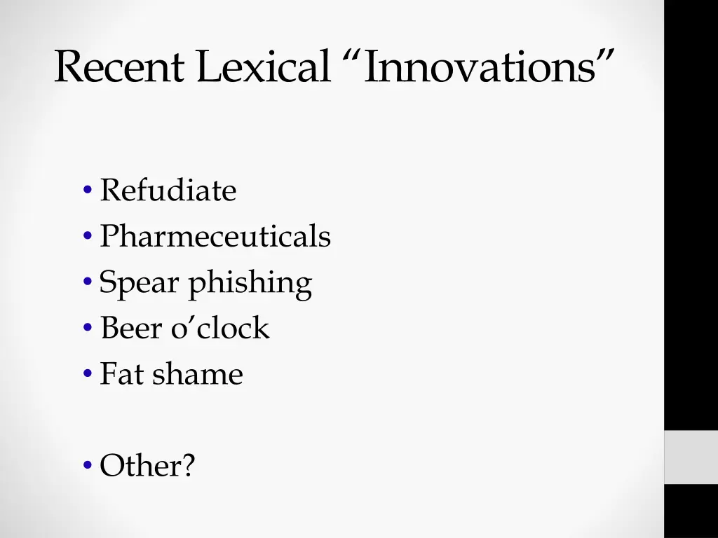 recent lexical innovations