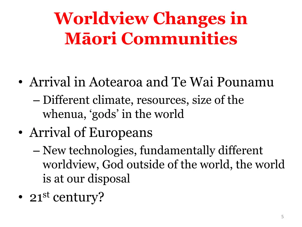 worldview changes in m ori communities