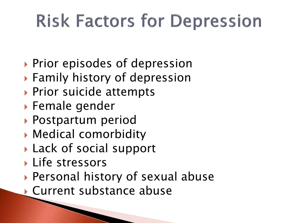 prior episodes of depression family history