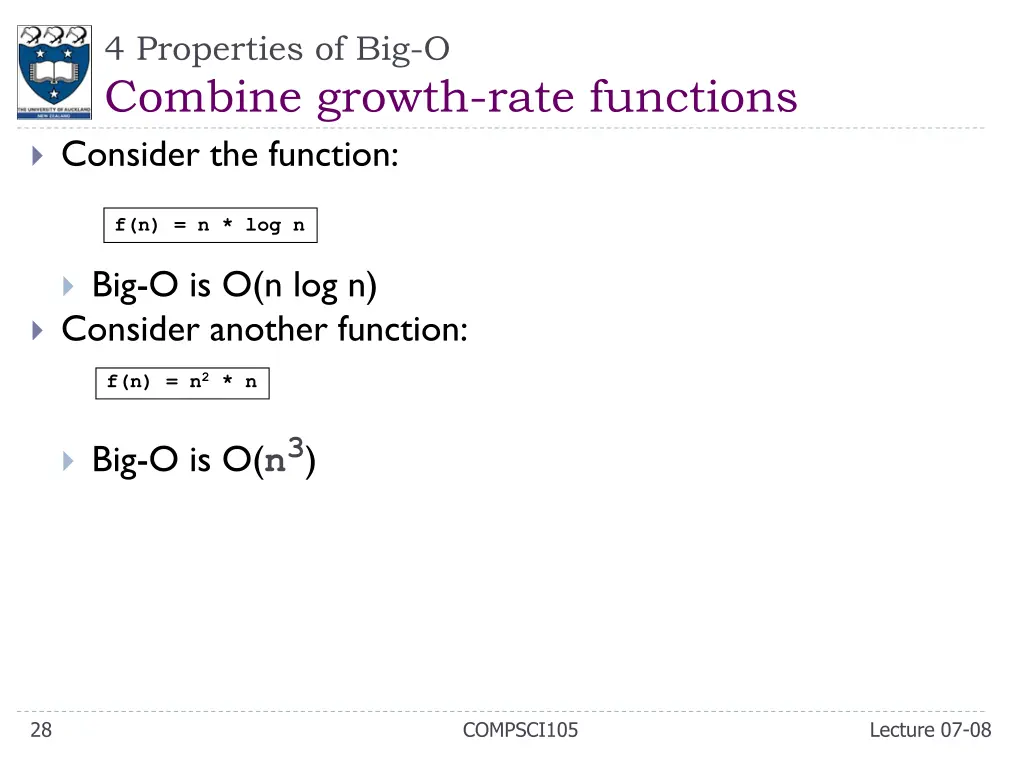 4 properties of big o combine growth rate