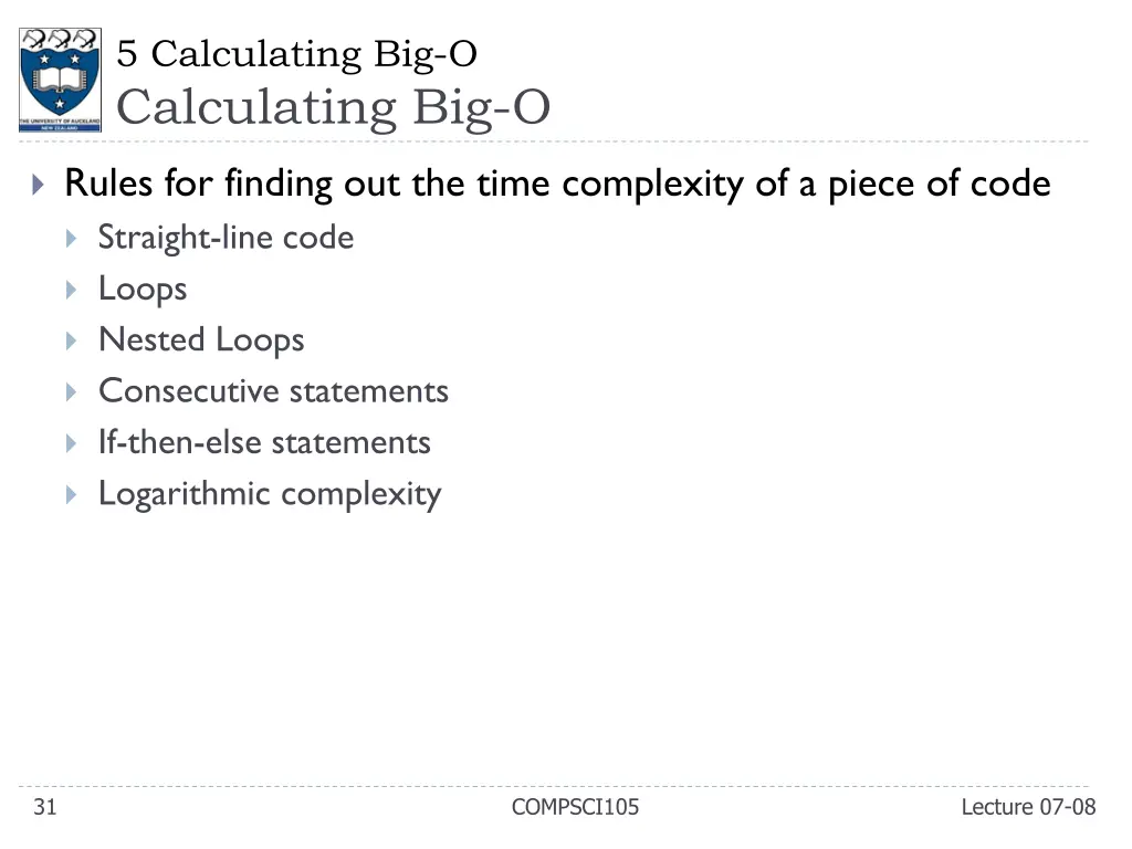 5 calculating big o calculating big o