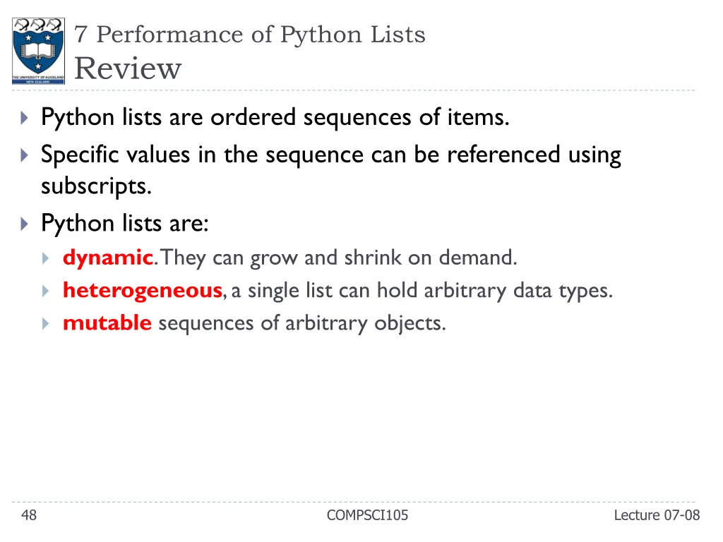 7 performance of python lists review