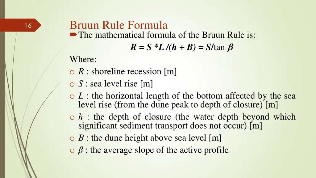 bruun rule formula the mathematical formula