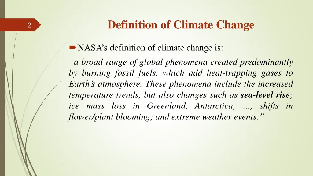 definition of climate change