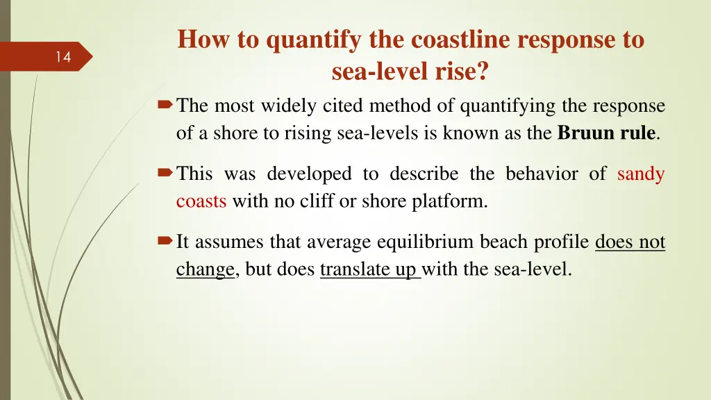 how to quantify the coastline response